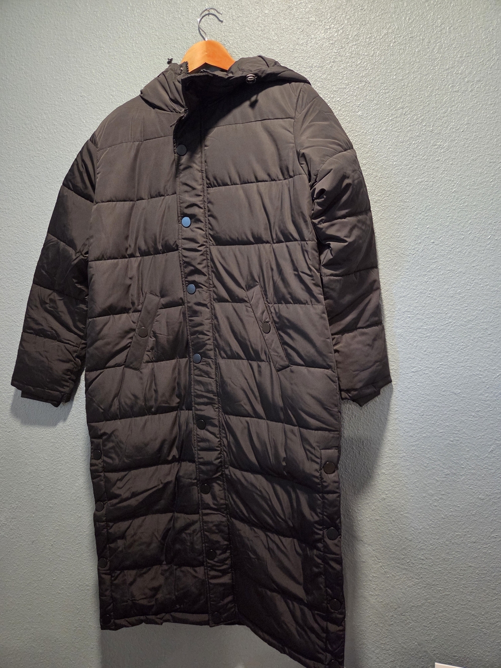 Free People Insulated Long Hooded Puffer Coat - Black